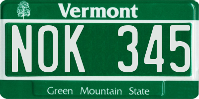 VT license plate NOK345