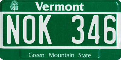 VT license plate NOK346