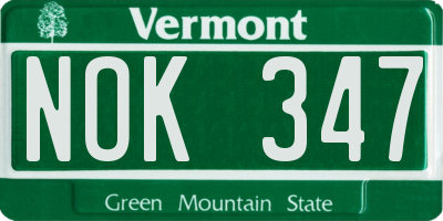 VT license plate NOK347