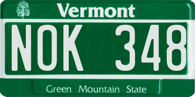 VT license plate NOK348