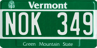 VT license plate NOK349
