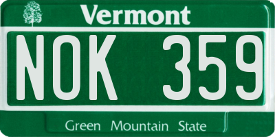 VT license plate NOK359