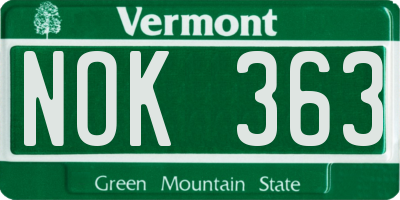 VT license plate NOK363