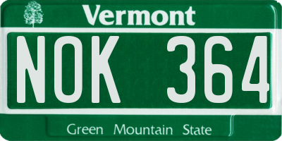 VT license plate NOK364