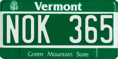 VT license plate NOK365