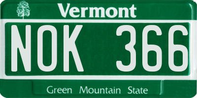VT license plate NOK366