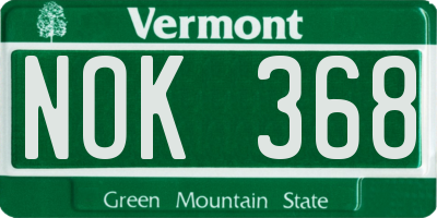 VT license plate NOK368