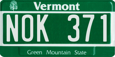 VT license plate NOK371