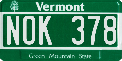 VT license plate NOK378