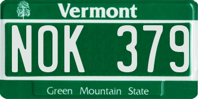 VT license plate NOK379