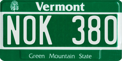 VT license plate NOK380