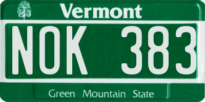 VT license plate NOK383