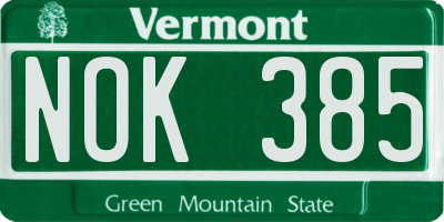 VT license plate NOK385