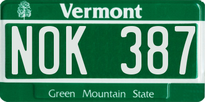 VT license plate NOK387