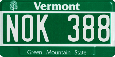 VT license plate NOK388