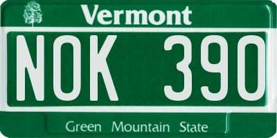 VT license plate NOK390