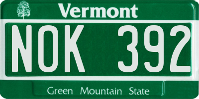 VT license plate NOK392