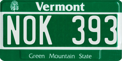 VT license plate NOK393