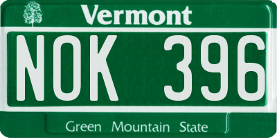 VT license plate NOK396