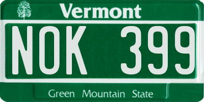 VT license plate NOK399