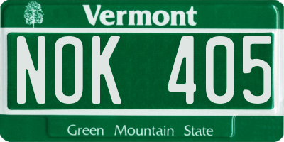 VT license plate NOK405