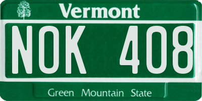 VT license plate NOK408