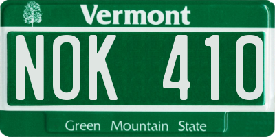 VT license plate NOK410
