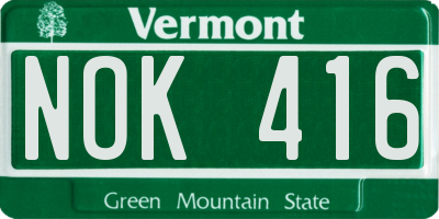 VT license plate NOK416