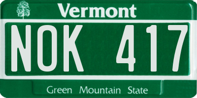 VT license plate NOK417