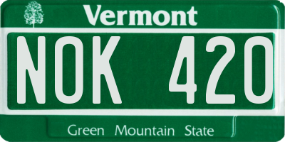 VT license plate NOK420