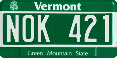 VT license plate NOK421