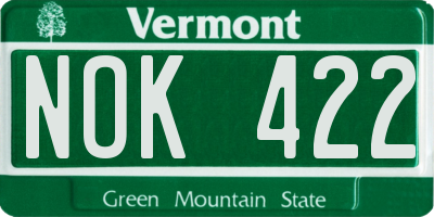 VT license plate NOK422