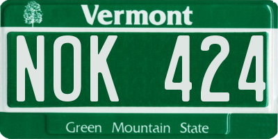 VT license plate NOK424