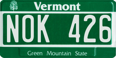 VT license plate NOK426