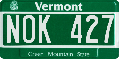VT license plate NOK427
