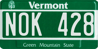 VT license plate NOK428