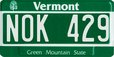 VT license plate NOK429