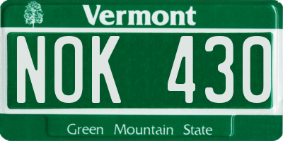 VT license plate NOK430