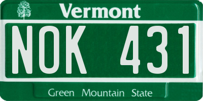VT license plate NOK431
