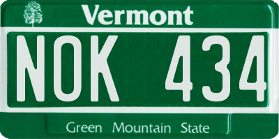 VT license plate NOK434