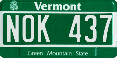 VT license plate NOK437