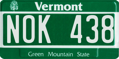 VT license plate NOK438