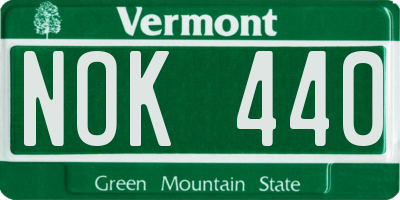 VT license plate NOK440