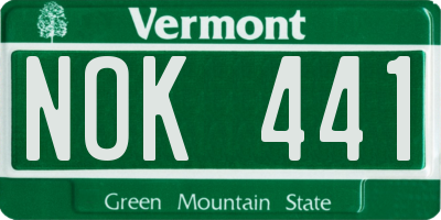 VT license plate NOK441