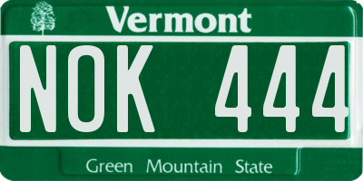 VT license plate NOK444