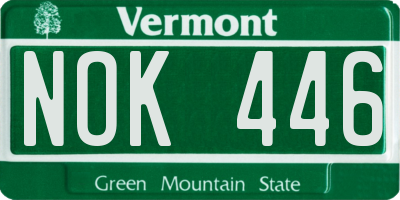 VT license plate NOK446