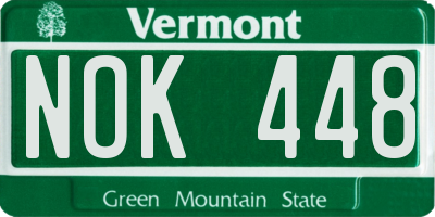 VT license plate NOK448