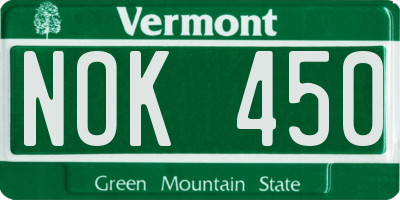 VT license plate NOK450