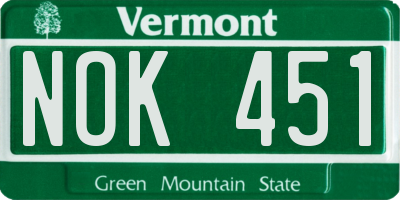 VT license plate NOK451