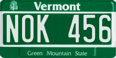 VT license plate NOK456